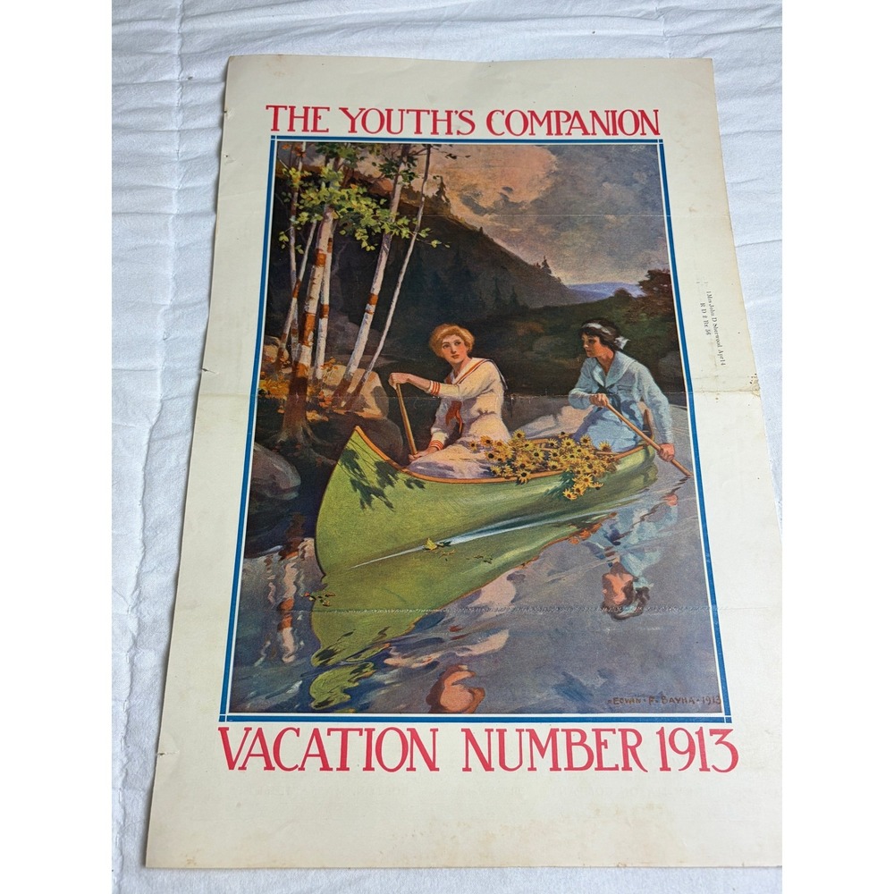 Vintage 1913 The Youth's Companion Magazine Cover  Ephemera Vintage Cottagecore